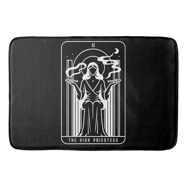 Tarot High Priestess Female Weed Smoking Occult Bath Mat (Front)
