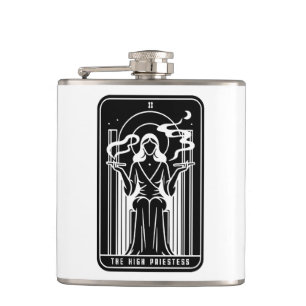 Tarot High Priestess Female Weed Smoking Occult Flask