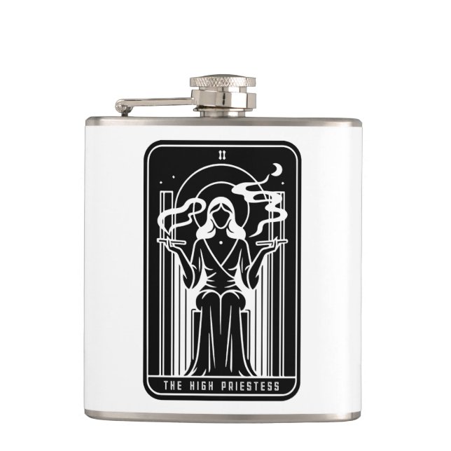 Tarot High Priestess Female Weed Smoking Occult Flask (Front)