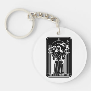 Tarot High Priestess Female Weed Smoking Occult Keychain
