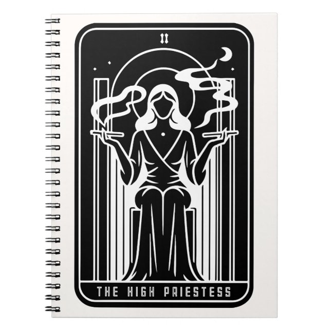 Tarot High Priestess Female Weed Smoking Occult Notebook (Front)