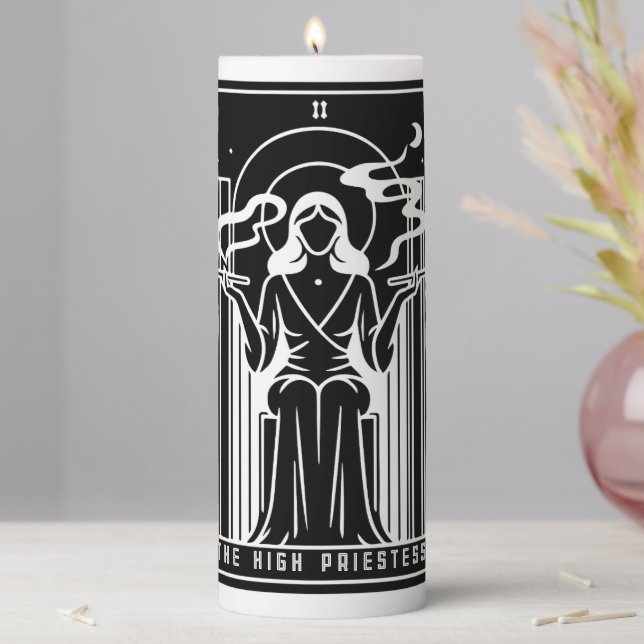 Tarot High Priestess Female Weed Smoking Occult Pillar Candle (In Situ)
