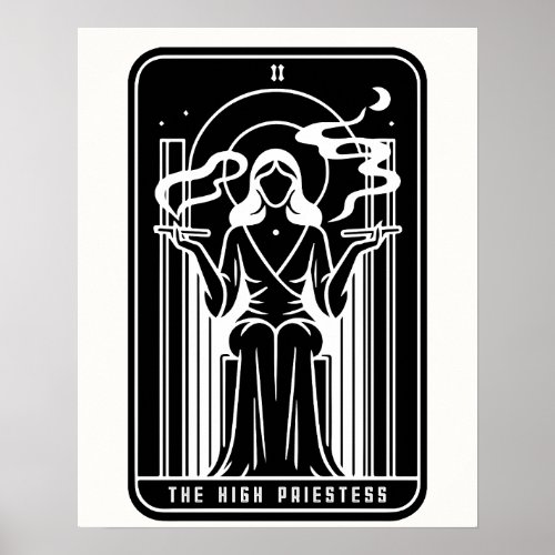 Tarot High Priestess Female Weed Smoking Occult Poster
