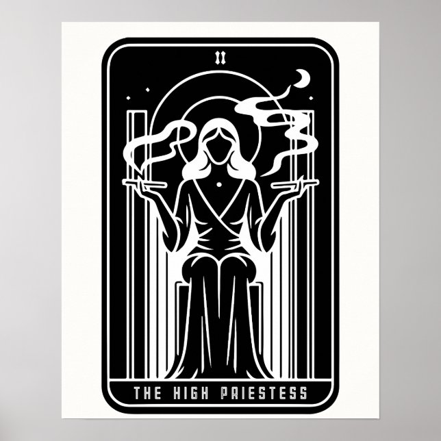 Tarot High Priestess Female Weed Smoking Occult Poster (Front)