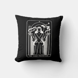 Tarot High Priestess Female Weed Smoking Occult Throw Pillow
