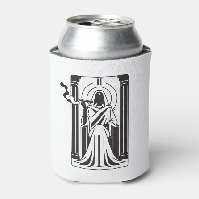 Tarot High Priestess Weed Smoking  Can Cooler (Can Front)