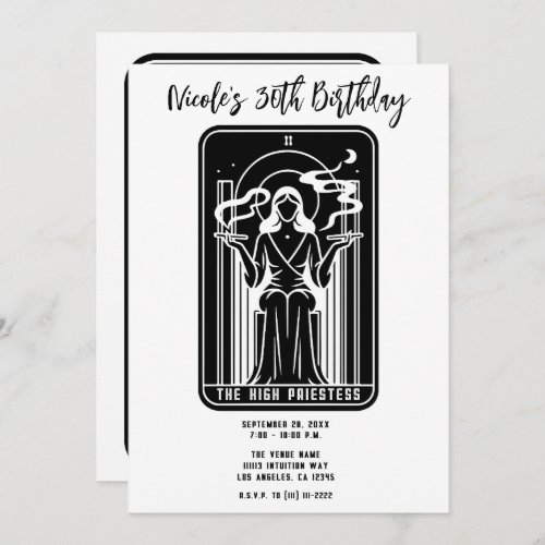 Tarot High Priestess Weed Smoking Occult Invitation