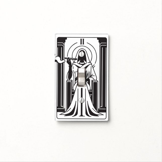 Tarot High Priestess Weed Smoking Occult Light Switch Cover (In Situ)