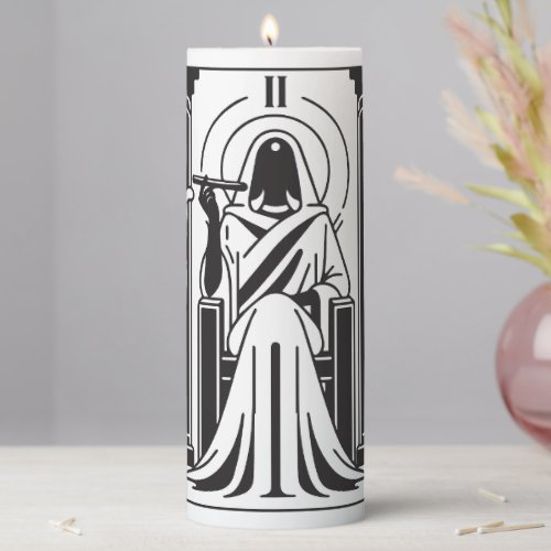 Tarot High Priestess Weed Smoking Occult Magic Pillar Candle