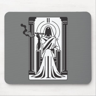 Tarot High Priestess Weed Smoking Occult Mouse Pad