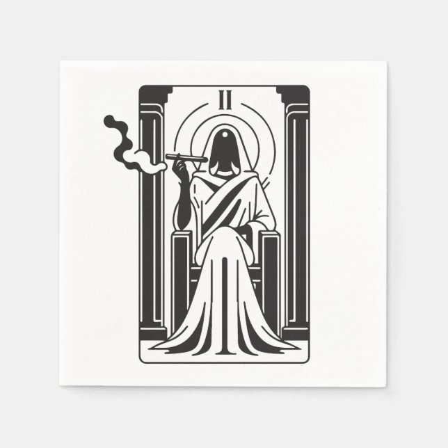 Tarot High Priestess Weed Smoking Occult Napkins (Front)