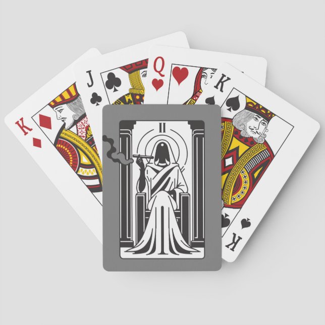 Tarot High Priestess Weed Smoking Occult Poker Cards (Back)