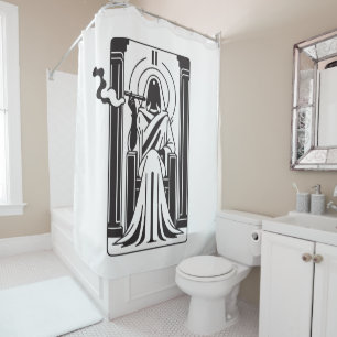 Tarot High Priestess Weed Smoking Occult Shower Curtain
