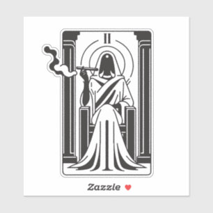 Tarot High Priestess Weed Smoking Occult Sticker