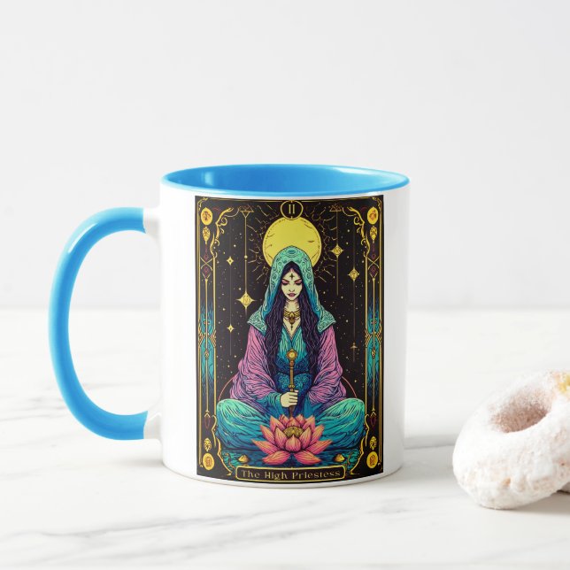 Tarot Illustration, the High Priestess Mug (With Donut)