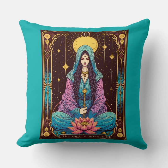 Tarot Illustration, the High Priestess Throw Pillow (Front)