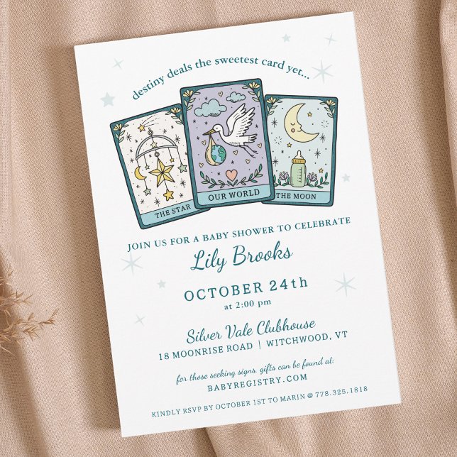 Tarot Inspired Our World Celestial Baby Shower Invitation (Creator Uploaded)