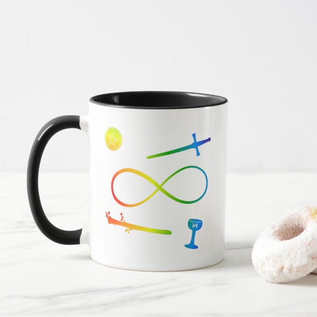 Tarot Lemniscate: The Magician & Elements Rainbow Mug (With Donut)