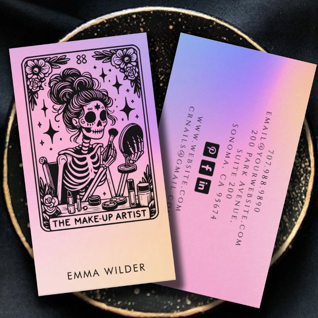 Tarot Makeup Artist Holographic Business Card (Creator Uploaded)