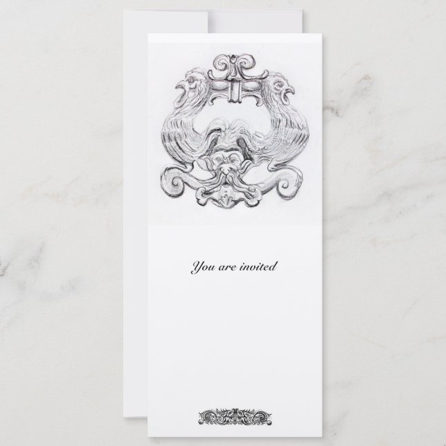 TAROT  metallic  silver black Invitation (Front)