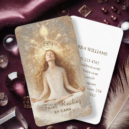 Tarot, Mystic Woman Eye Moon Gold Business Card