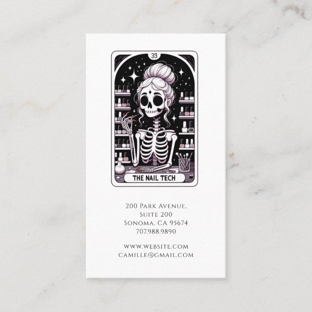 Tarot Nail Technician Business & Appointment Card (Front)