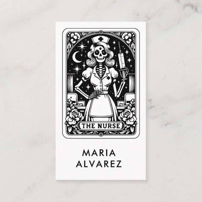 Tarot Nurse Black  Business Card (Front)