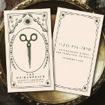Tarot Olive Vintage Hair Stylist  Business Card<br><div class="desc">Let your hair styling biz shine with a touch of magic! Our tarot-inspired business cards feature a stunning vintage design with stars & clouds—perfect for making a mystical first impression. Order now & enchant your clients!</div>