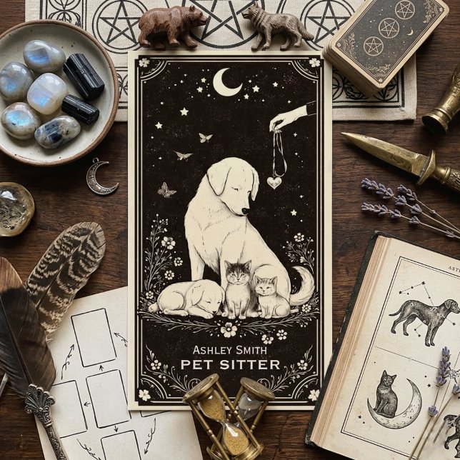Tarot Pet Sitter Celestial Boho Business Card (Creator Uploaded)