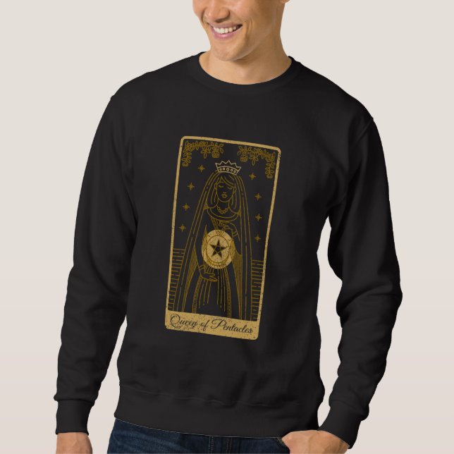 Tarot  Queen Of The Pentacle  Occult Gothic Sweatshirt (Front)