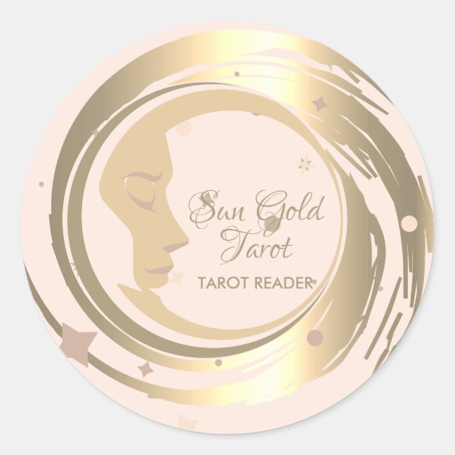 Tarot Reader Gold Stars Moon Celestial horoscope Classic Round Sticker