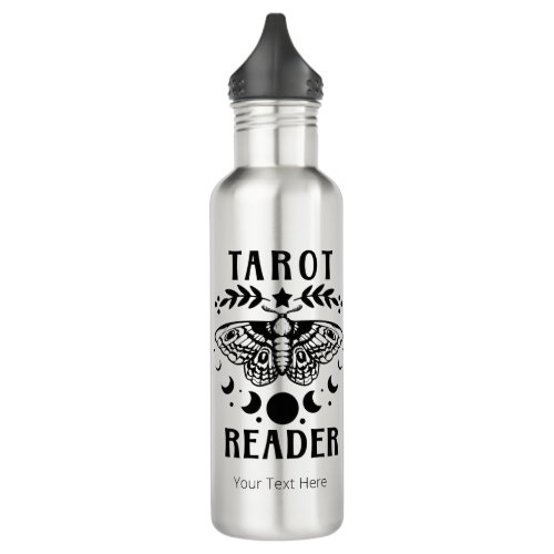 Tarot Reader Moon Phase Galaxy Stars Moth leaves Stainless Steel Water Bottle