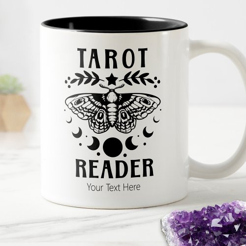 Tarot Reader Moon Phase Moth Divination Mystic  Two_Tone Coffee Mug