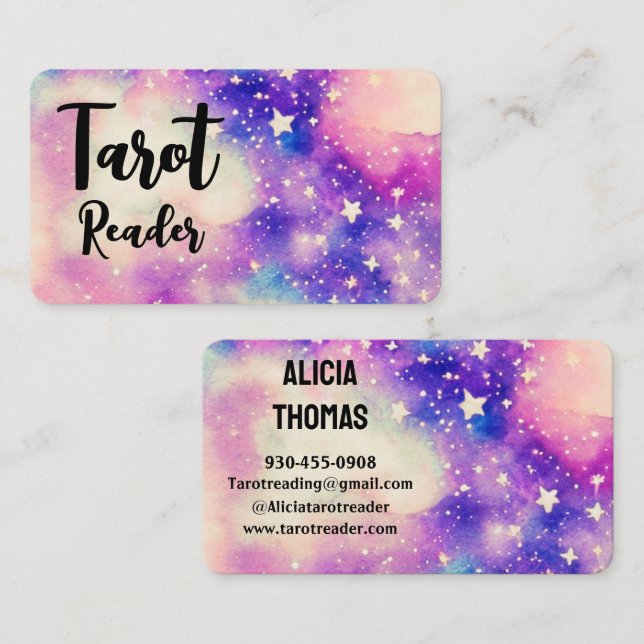 Tarot reader psychic stars space daycare business card (Front/Back)