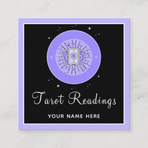 Tarot Reading Fortune Teller Purple & Black Mystic Square Business Card