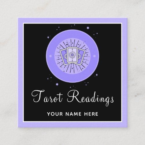 Tarot Reading Fortune Teller Purple  Black Mystic Square Business Card