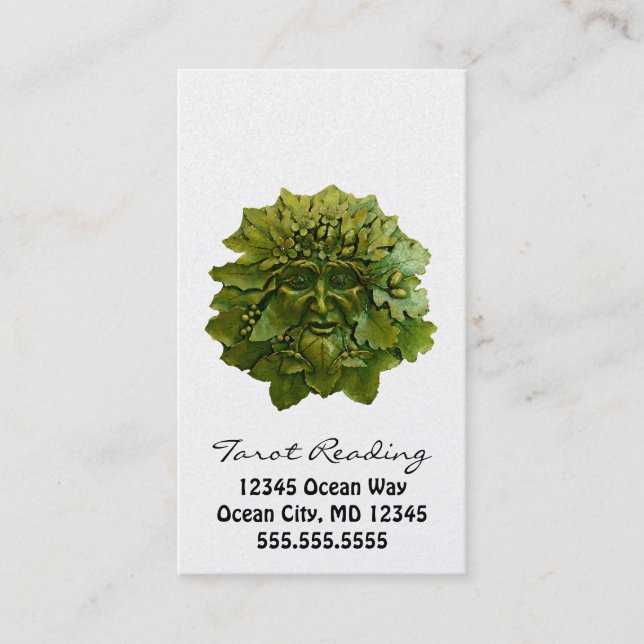 Tarot Reading Green Man Business Card (Front)