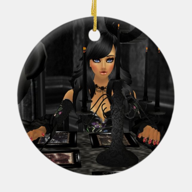 Tarot Reading Round Ornament (Back)