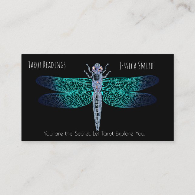 Tarot Readings Dragon Fly Stylish Aqua Colors Appointment Card (Front)