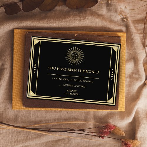 Tarot RSVP Elegant Gold Black Vintage Sun Moon Enclosure Card