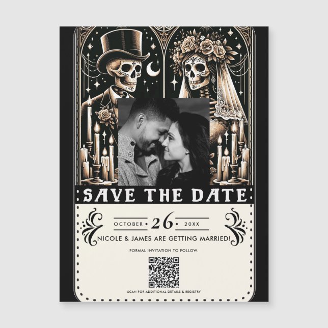Tarot Skeletons Bride Groom Wedding  Save the Date (Front)