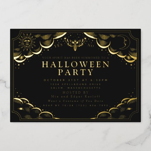 Tarot Spirit Board Halloween Party Foil Invitation