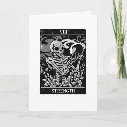 Tarot Strength Skull Card