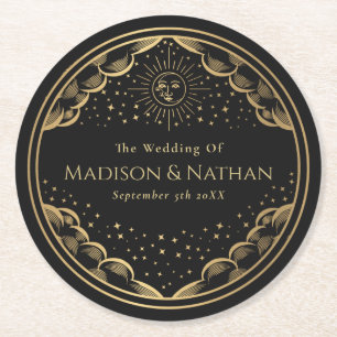 Tarot Sun and Moon Wedding Classic Round Paper Coaster
