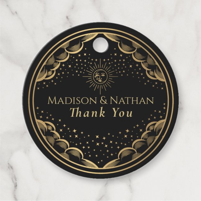 Tarot Sun and Moon Wedding  Favor Tags (Front)