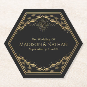 Tarot Sun and Moon Wedding Paper Coaster