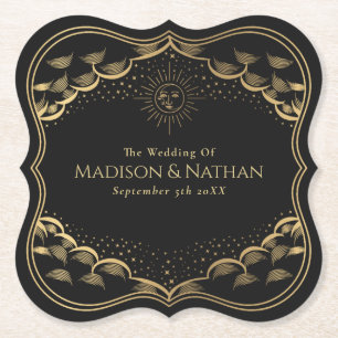 Tarot Sun and Moon Wedding Paper Coaster