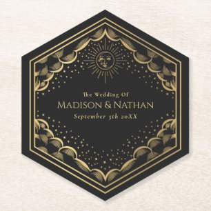 Tarot Sun and Moon Wedding Paper Coaster