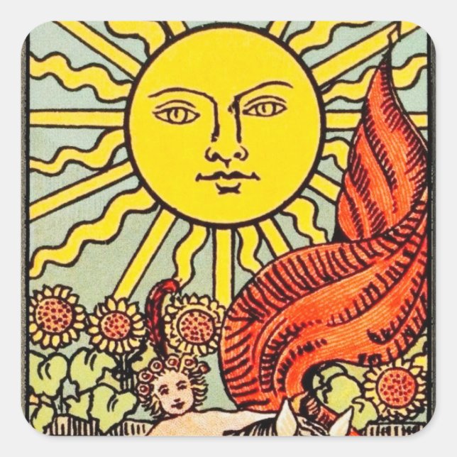 Tarot Sun Card  Square Sticker (Front)