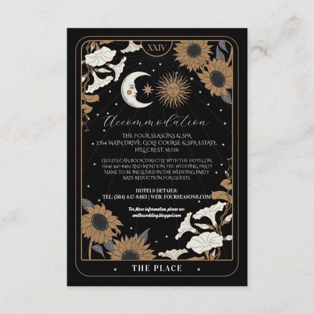 Tarot Sun Moon Aligned Accommodation Wedding Cards (Front)
